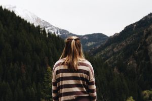 woman looking at mountain views